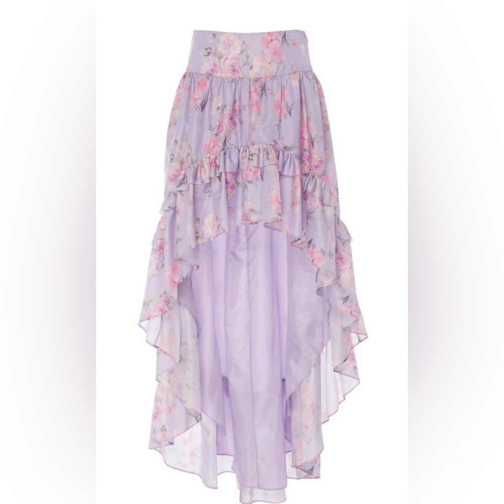 LoveShackFancy Satin Floral Skirt